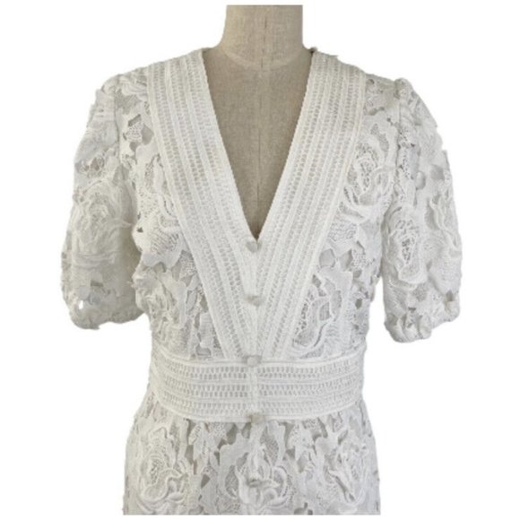 NEW ADELYN RAE Shift Lace Floral Midi White Adrian Dress Size Sm $128 Back Zip - Picture 5 of 9